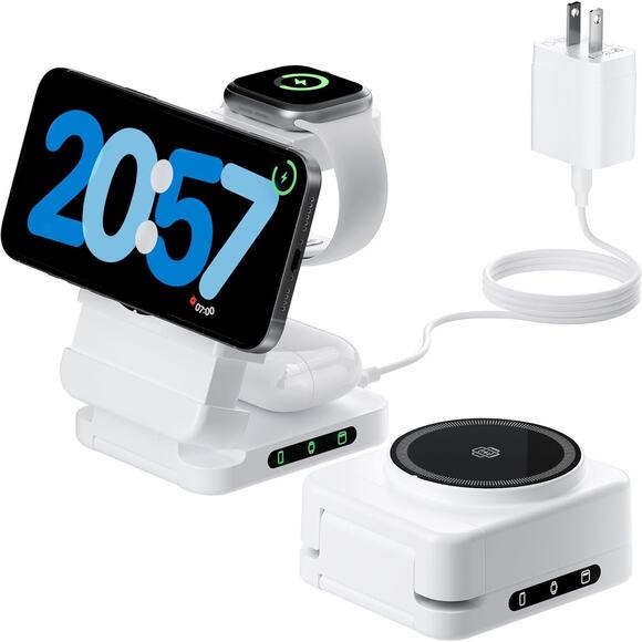 Nightstand 15W Charging Station for iPhone 16 Samsung S25 Samsung Watch TWS Earp - Picture 1 of 6